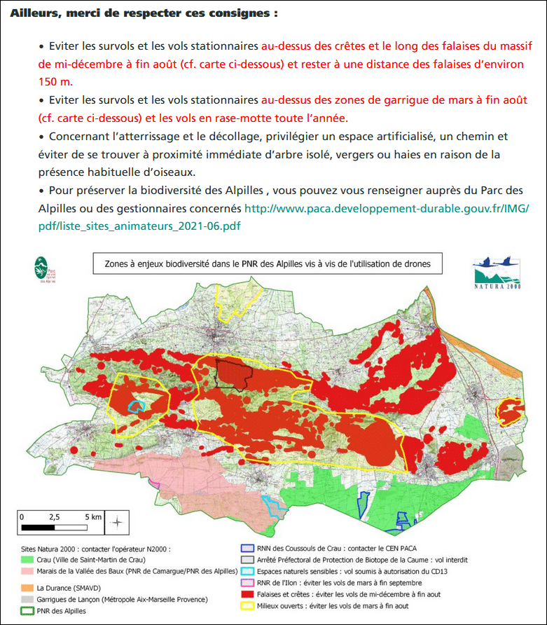 Recommandations utilisation de drones dans le PNR des Alpilles